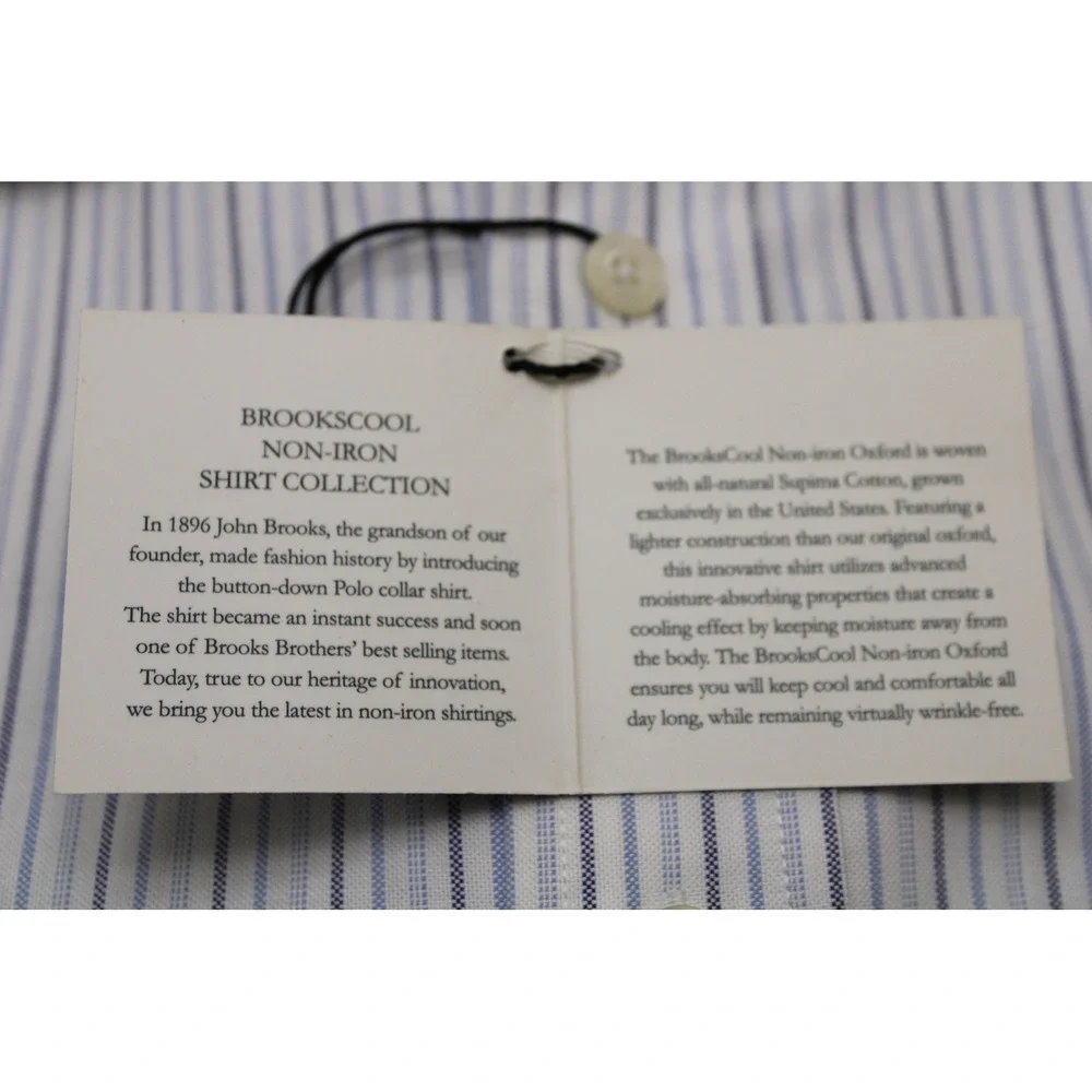 Brooks Brothers Shirt Mens XL White Stripe Slim Fit Dress Non Iron Supima